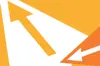A triangle with two arrows extending outward to the right
